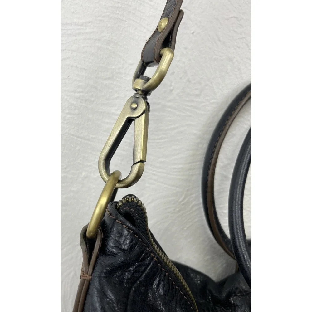 Hobo The Original Sheila Black Leather Bag Satchel Hoop Handles Shoulder Strap